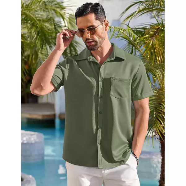 COOFANDY Mens Short Sleeve Casual Button Down Shirts Wrinkle Free Shirt Summer Untucked Dress Shirt with Pocket