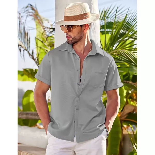 COOFANDY Mens Short Sleeve Casual Button Down Shirts Wrinkle Free Shirt Summer Untucked Dress Shirt with Pocket