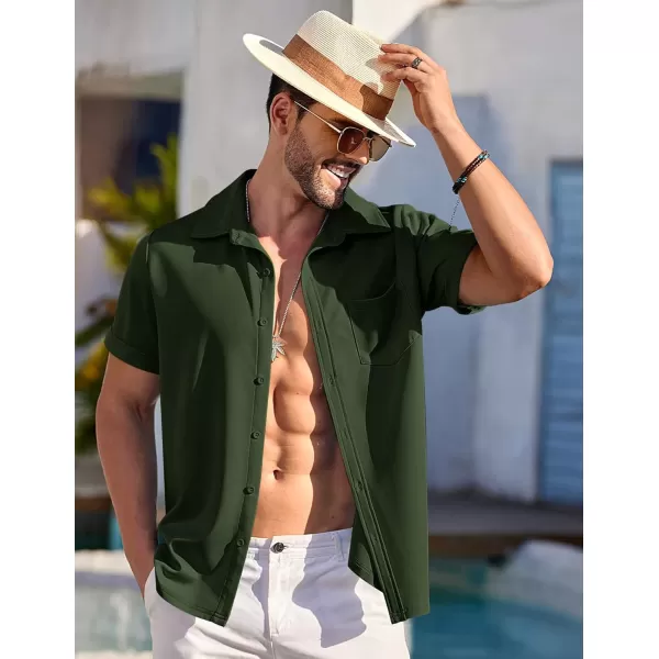 COOFANDY Mens Short Sleeve Casual Button Down Shirts Wrinkle Free Shirt Summer Untucked Dress Shirt with Pocket
