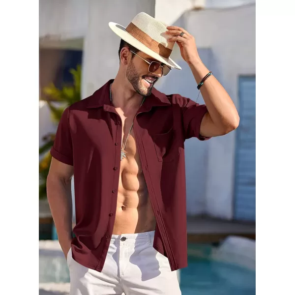 COOFANDY Mens Short Sleeve Casual Button Down Shirts Wrinkle Free Shirt Summer Untucked Dress Shirt with Pocket