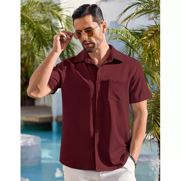 COOFANDY Mens Short Sleeve Casual Button Down Shirts Wrinkle Free Shirt Summer Untucked Dress Shirt with Pocket