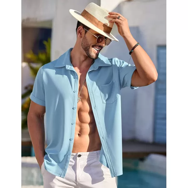 COOFANDY Mens Short Sleeve Casual Button Down Shirts Wrinkle Free Shirt Summer Untucked Dress Shirt with Pocket