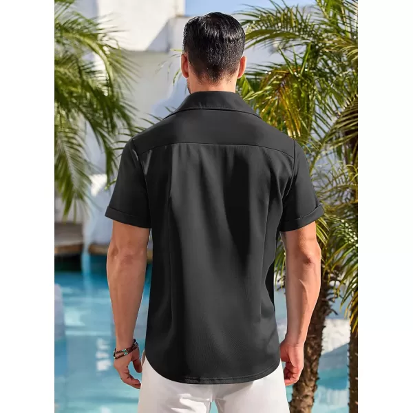 COOFANDY Mens Short Sleeve Casual Button Down Shirts Wrinkle Free Shirt Summer Untucked Dress Shirt with Pocket