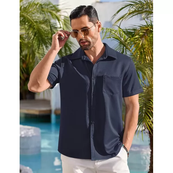 COOFANDY Mens Short Sleeve Casual Button Down Shirts Wrinkle Free Shirt Summer Untucked Dress Shirt with Pocket