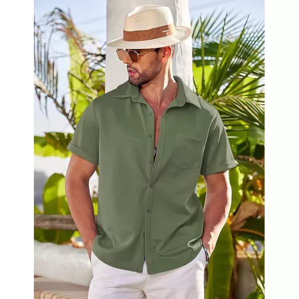 COOFANDY Mens Short Sleeve Casual Button Down Shirts Wrinkle Free Shirt Summer Untucked Dress Shirt with Pocket