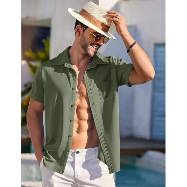 COOFANDY Mens Short Sleeve Casual Button Down Shirts Wrinkle Free Shirt Summer Untucked Dress Shirt with Pocket