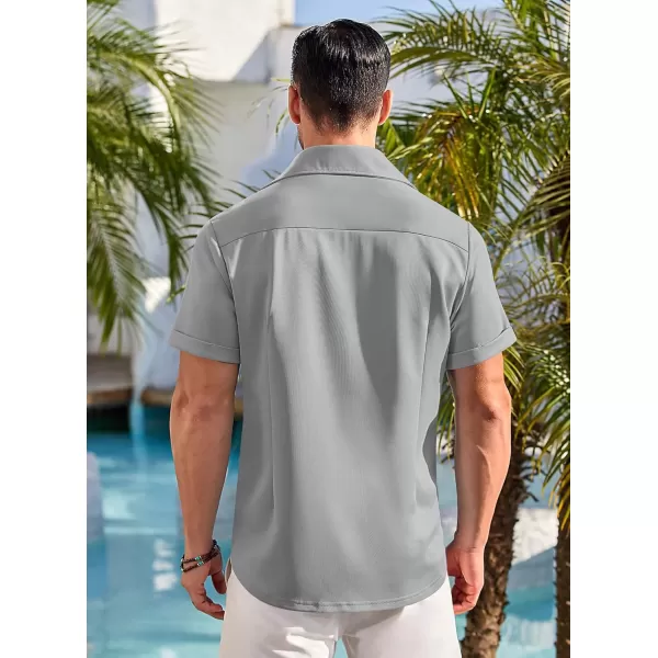 COOFANDY Mens Short Sleeve Casual Button Down Shirts Wrinkle Free Shirt Summer Untucked Dress Shirt with Pocket