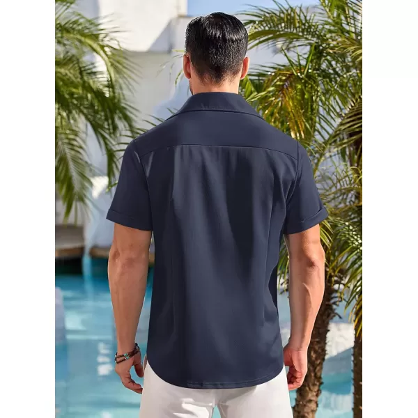 COOFANDY Mens Short Sleeve Casual Button Down Shirts Wrinkle Free Shirt Summer Untucked Dress Shirt with Pocket