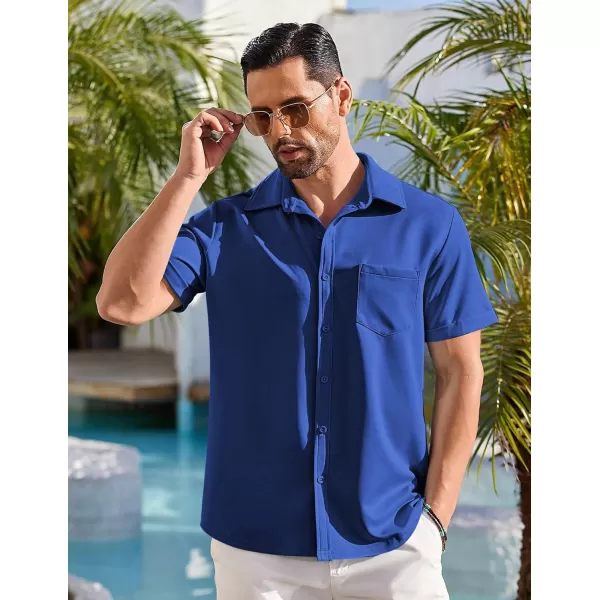 COOFANDY Mens Short Sleeve Casual Button Down Shirts Wrinkle Free Shirt Summer Untucked Dress Shirt with Pocket