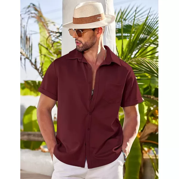 COOFANDY Mens Short Sleeve Casual Button Down Shirts Wrinkle Free Shirt Summer Untucked Dress Shirt with Pocket