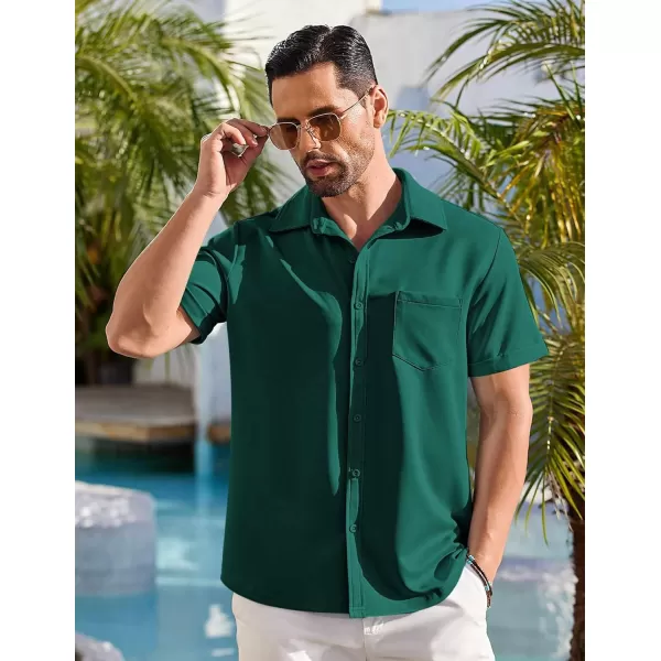 COOFANDY Mens Short Sleeve Casual Button Down Shirts Wrinkle Free Shirt Summer Untucked Dress Shirt with Pocket
