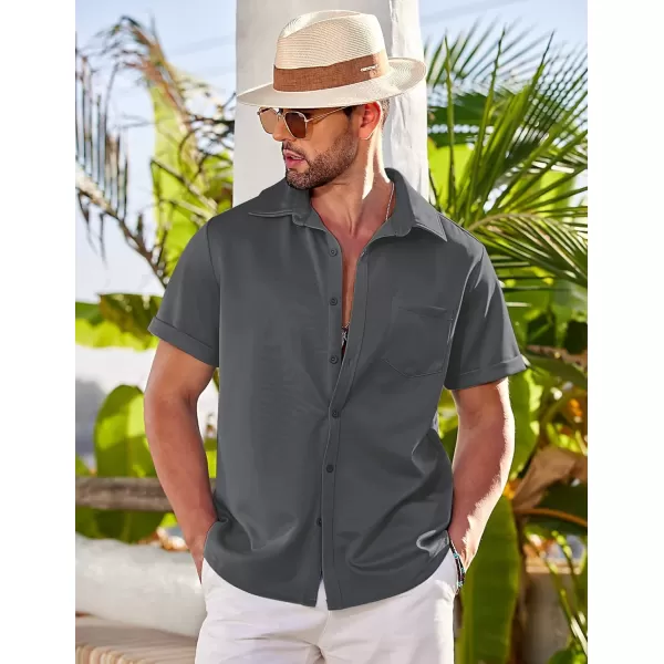 COOFANDY Mens Short Sleeve Casual Button Down Shirts Wrinkle Free Shirt Summer Untucked Dress Shirt with Pocket