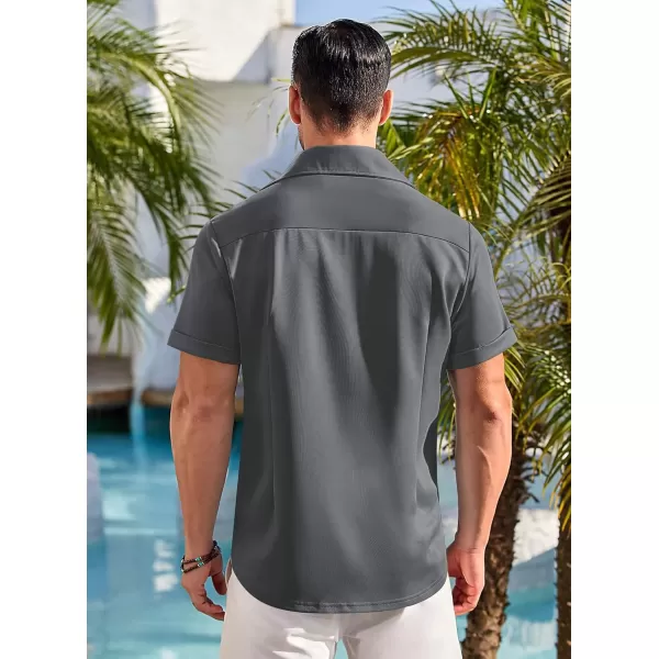 COOFANDY Mens Short Sleeve Casual Button Down Shirts Wrinkle Free Shirt Summer Untucked Dress Shirt with Pocket