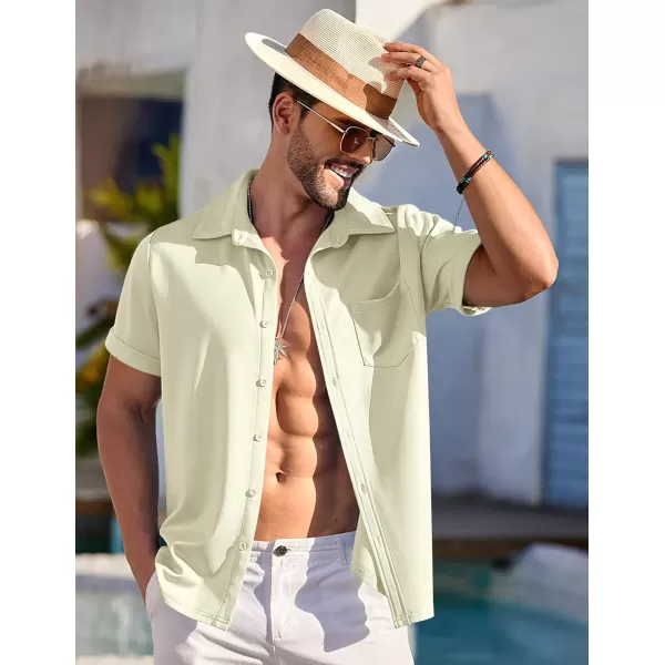 COOFANDY Mens Short Sleeve Casual Button Down Shirts Wrinkle Free Shirt Summer Untucked Dress Shirt with Pocket
