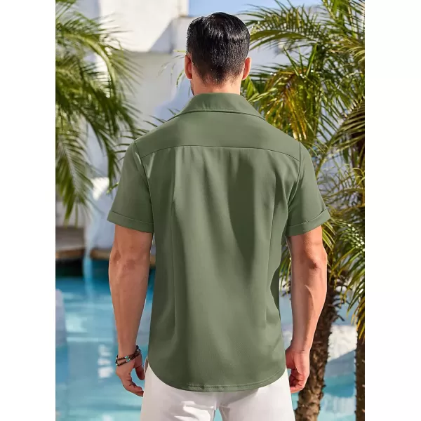 COOFANDY Mens Short Sleeve Casual Button Down Shirts Wrinkle Free Shirt Summer Untucked Dress Shirt with Pocket