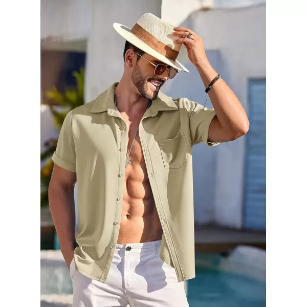 COOFANDY Mens Short Sleeve Casual Button Down Shirts Wrinkle Free Shirt Summer Untucked Dress Shirt with Pocket
