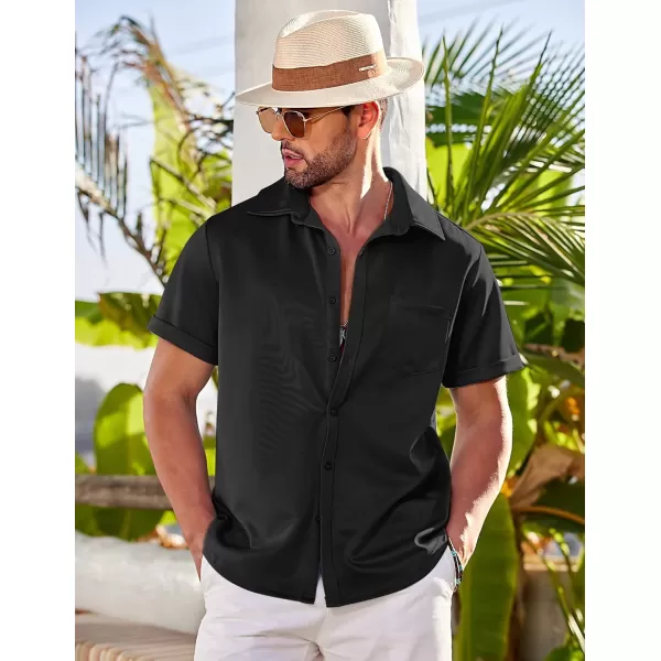 COOFANDY Mens Short Sleeve Casual Button Down Shirts Wrinkle Free Shirt Summer Untucked Dress Shirt with Pocket