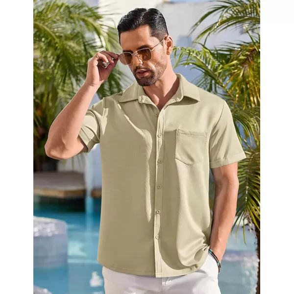 COOFANDY Mens Short Sleeve Casual Button Down Shirts Wrinkle Free Shirt Summer Untucked Dress Shirt with Pocket