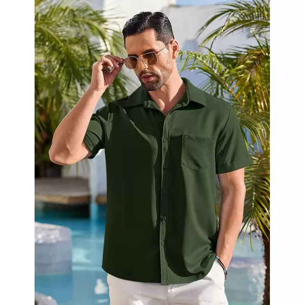 COOFANDY Mens Short Sleeve Casual Button Down Shirts Wrinkle Free Shirt Summer Untucked Dress Shirt with Pocket