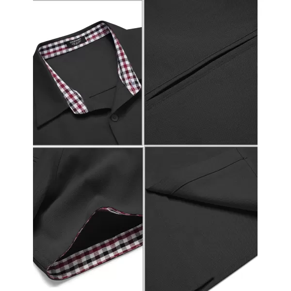 COOFANDY Men's Short Sleeve Oxford Dress Shirt Chambray Button Down Work Shirt Casual Plaid Collar Shirts