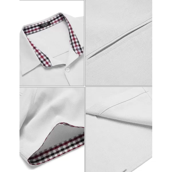 COOFANDY Men's Short Sleeve Oxford Dress Shirt Chambray Button Down Work Shirt Casual Plaid Collar Shirts