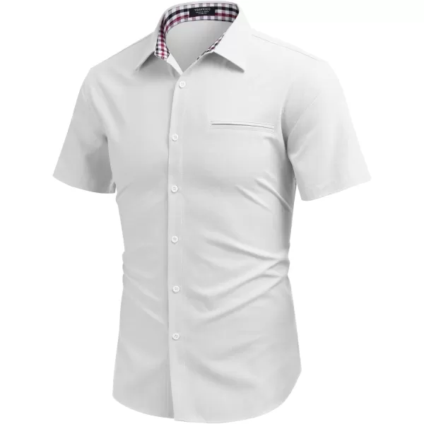 COOFANDY Men's Short Sleeve Oxford Dress Shirt Chambray Button Down Work Shirt Casual Plaid Collar Shirts