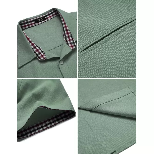 COOFANDY Men's Short Sleeve Oxford Dress Shirt Chambray Button Down Work Shirt Casual Plaid Collar Shirts