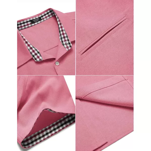 COOFANDY Men's Short Sleeve Oxford Dress Shirt Chambray Button Down Work Shirt Casual Plaid Collar Shirts