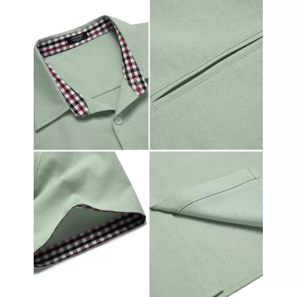 COOFANDY Men's Short Sleeve Oxford Dress Shirt Chambray Button Down Work Shirt Casual Plaid Collar Shirts
