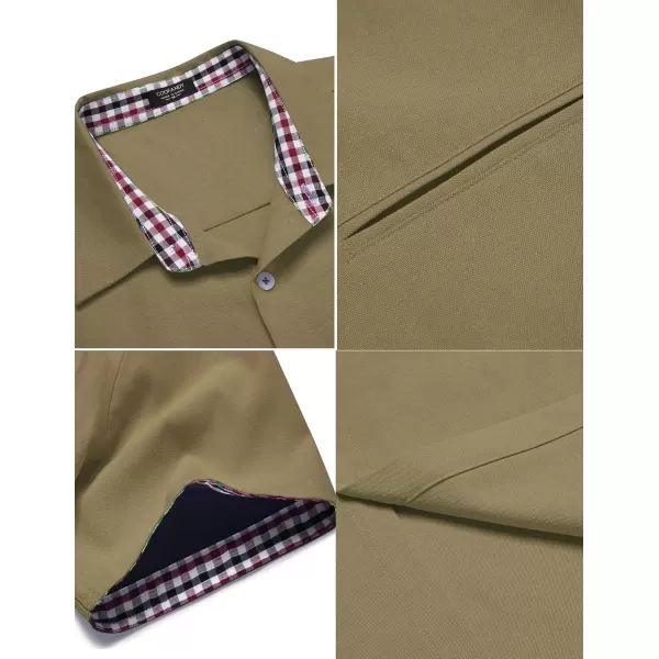 COOFANDY Men's Short Sleeve Oxford Dress Shirt Chambray Button Down Work Shirt Casual Plaid Collar Shirts