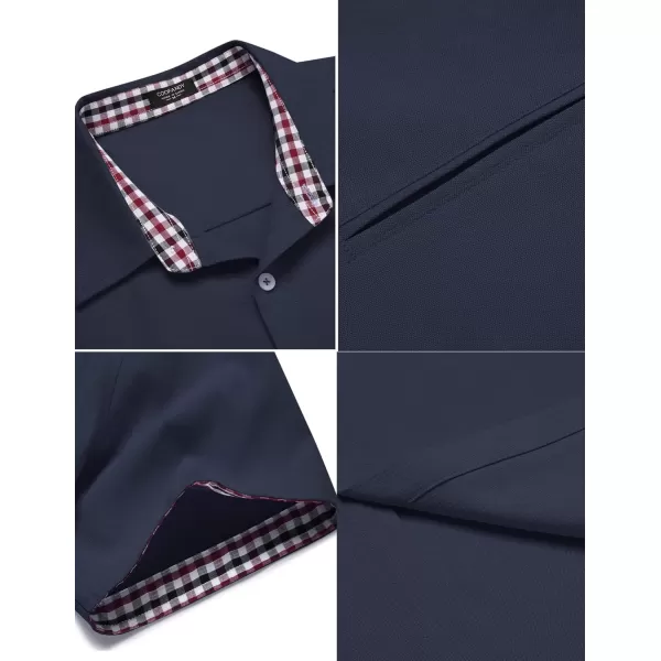 COOFANDY Men's Short Sleeve Oxford Dress Shirt Chambray Button Down Work Shirt Casual Plaid Collar Shirts