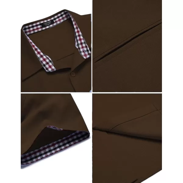 COOFANDY Men's Short Sleeve Oxford Dress Shirt Chambray Button Down Work Shirt Casual Plaid Collar Shirts