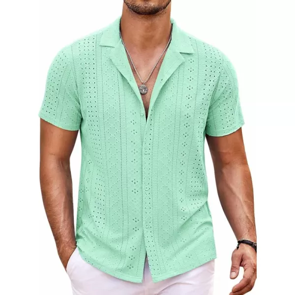 COOFANDY Mens Beach Shirt Short Sleeve Button Down Shirts Casual Cuban Collared Summer Vacation Tropical Shirts