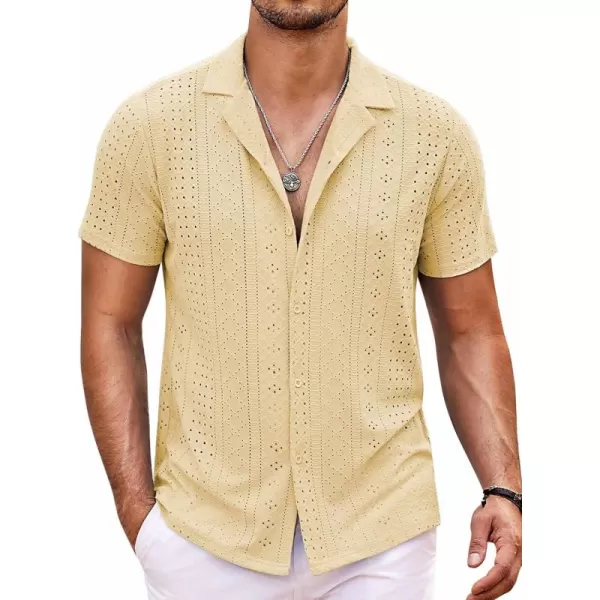 COOFANDY Mens Beach Shirt Short Sleeve Button Down Shirts Casual Cuban Collared Summer Vacation Tropical Shirts
