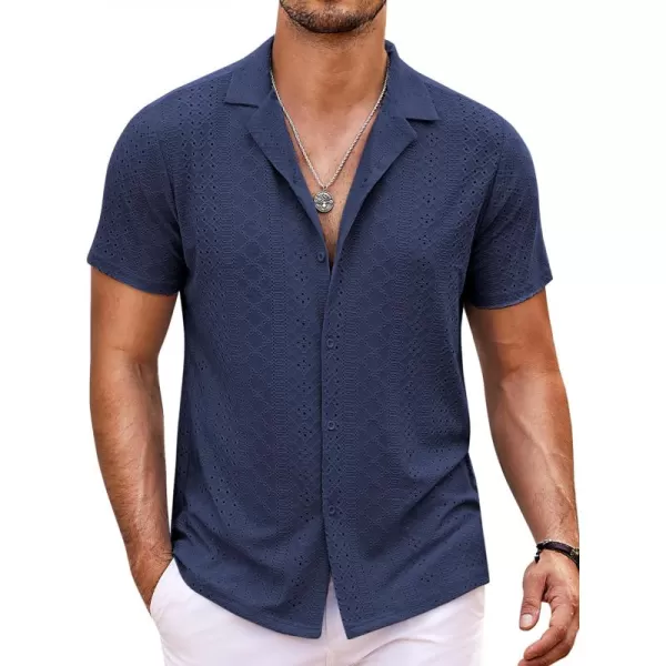 COOFANDY Mens Beach Shirt Short Sleeve Button Down Shirts Casual Cuban Collared Summer Vacation Tropical Shirts