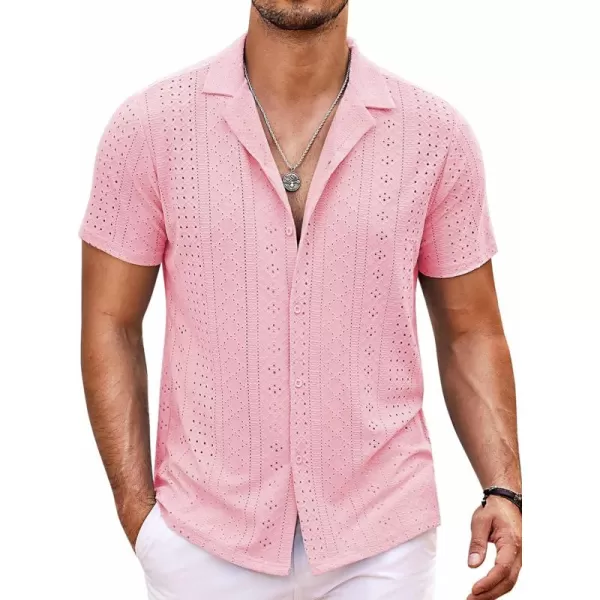 COOFANDY Mens Beach Shirt Short Sleeve Button Down Shirts Casual Cuban Collared Summer Vacation Tropical Shirts