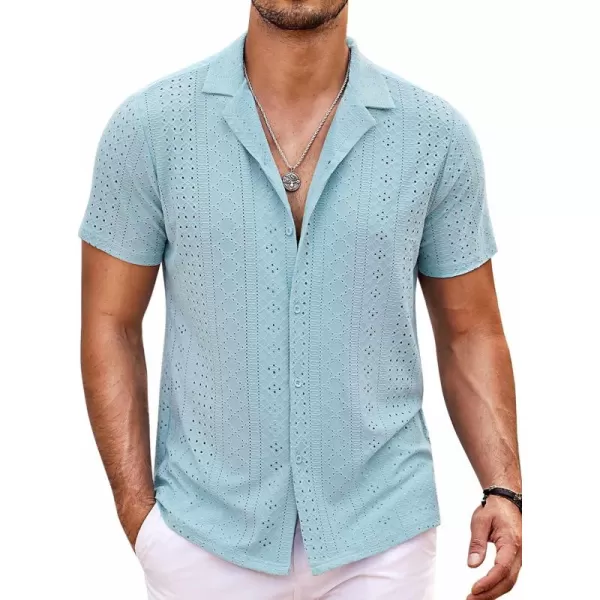 COOFANDY Mens Beach Shirt Short Sleeve Button Down Shirts Casual Cuban Collared Summer Vacation Tropical Shirts
