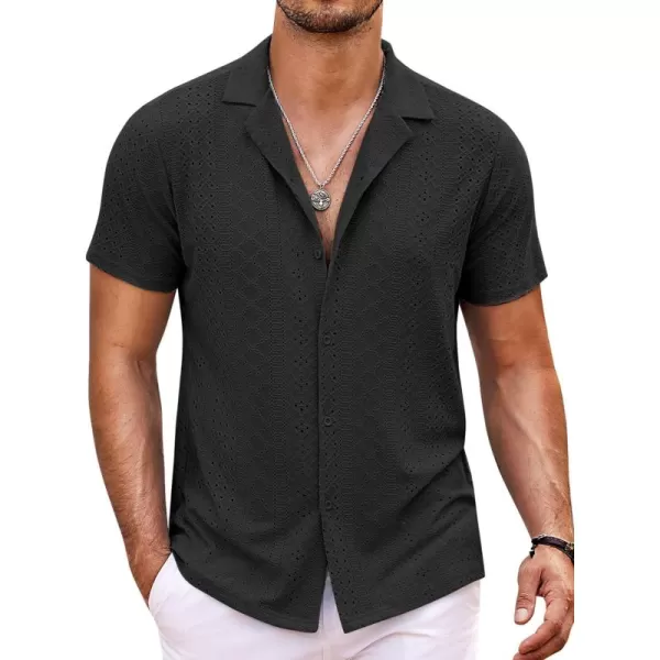 COOFANDY Mens Beach Shirt Short Sleeve Button Down Shirts Casual Cuban Collared Summer Vacation Tropical Shirts