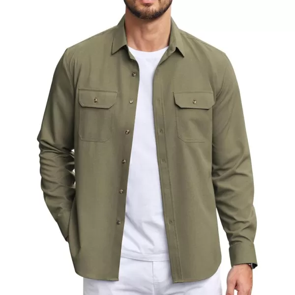 COOFANDY Mens Casual Button Down Shirts Long Sleeve Wrinkle-Free Shirt Lightweight Shirt Jacket
