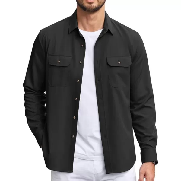 COOFANDY Mens Casual Button Down Shirts Long Sleeve Wrinkle-Free Shirt Lightweight Shirt Jacket