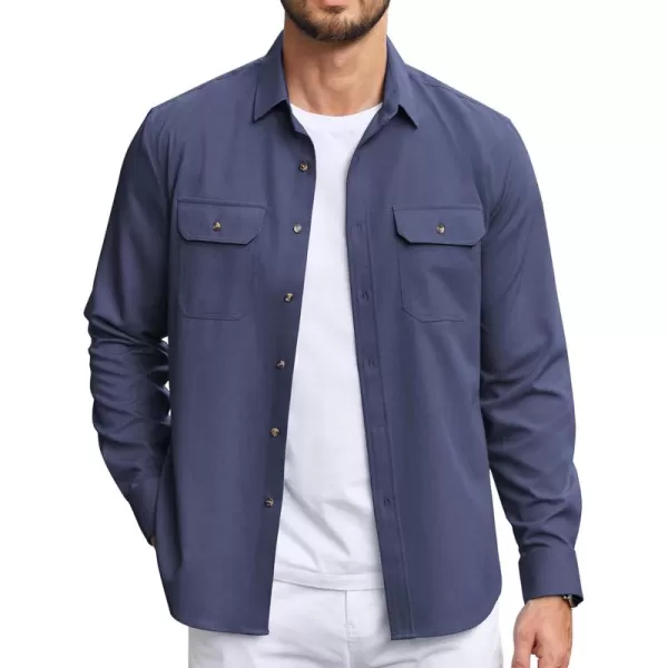 COOFANDY Mens Casual Button Down Shirts Long Sleeve Wrinkle-Free Shirt Lightweight Shirt Jacket