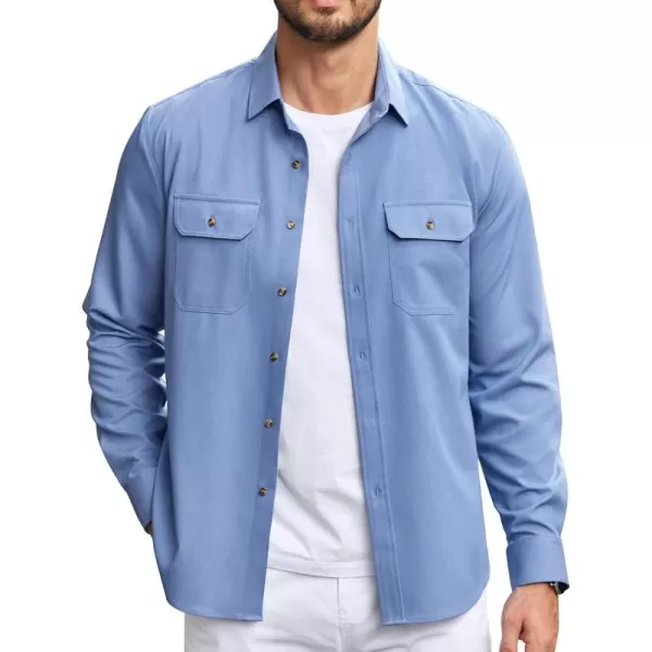 COOFANDY Mens Casual Button Down Shirts Long Sleeve Wrinkle-Free Shirt Lightweight Shirt Jacket