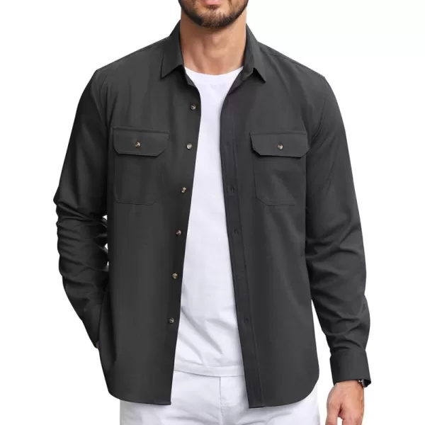 COOFANDY Mens Casual Button Down Shirts Long Sleeve Wrinkle-Free Shirt Lightweight Shirt Jacket