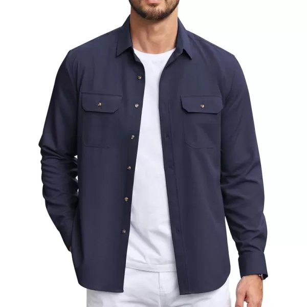 COOFANDY Mens Casual Button Down Shirts Long Sleeve Wrinkle-Free Shirt Lightweight Shirt Jacket