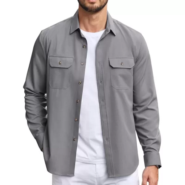 COOFANDY Mens Casual Button Down Shirts Long Sleeve Wrinkle-Free Shirt Lightweight Shirt Jacket