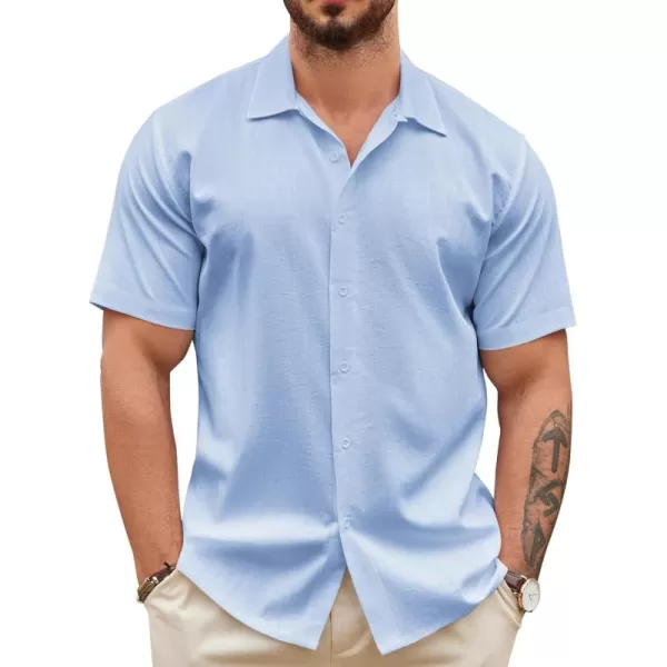 COOFANDY Men's Casual Button Down Shirts Short Sleeve Wrinkle-Free Summer Beach Wear
