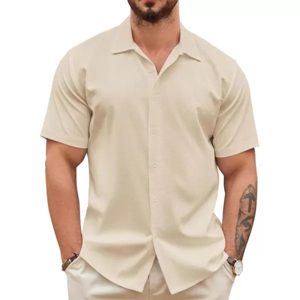 COOFANDY Men's Casual Button Down Shirts Short Sleeve Wrinkle-Free Summer Beach Wear