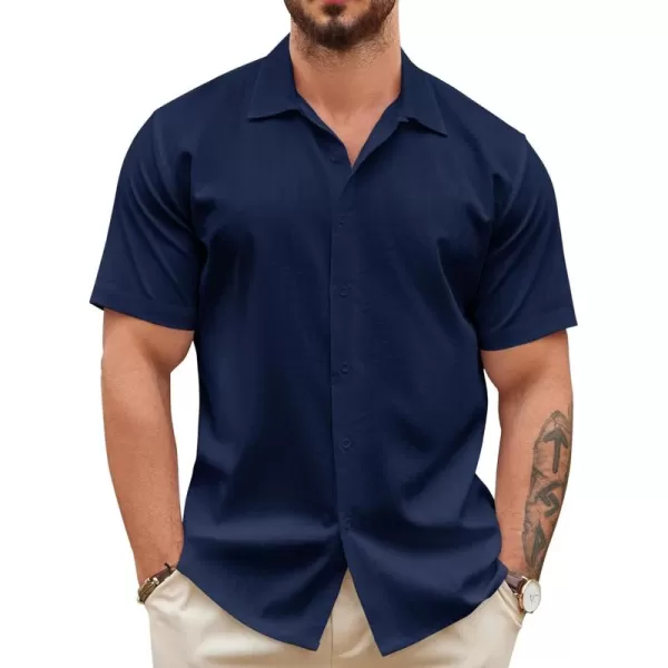 COOFANDY Men's Casual Button Down Shirts Short Sleeve Wrinkle-Free Summer Beach Wear