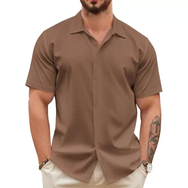 COOFANDY Men's Casual Button Down Shirts Short Sleeve Wrinkle-Free Summer Beach Wear