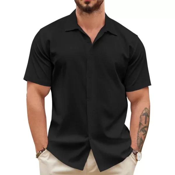 COOFANDY Men's Casual Button Down Shirts Short Sleeve Wrinkle-Free Summer Beach Wear